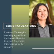 Congratulations to Professor Xia Yang for receiving a grant from the Juvenile Diabetes Research Foundation International for her research! Congratulations to Professor Xia Yang for receiving a grant from the Juvenile Diabetes Research Foundation International for her research!