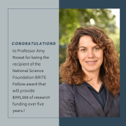 Congratulations to Professor Amy Rowat, who has received a National Science Foundation BRITE Fellow award that will provide 5,000 of research funding over five years Congratulations to Professor Amy Rowat, who has received a National Science Foundation BRITE Fellow award that will provide 5,000 of research funding over five years
