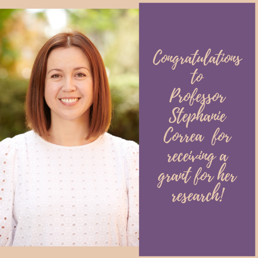 Congratulations to Professor Stephanie Correa for receiving a grant for her research! Congratulations to Professor Stephanie Correa for receiving a grant for her research!