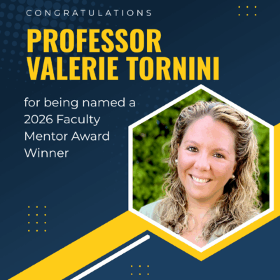 Professor Valerie Tornini is named a 2026 Faculty Mentor Award Winner Professor Valerie Tornini is named a 2026 Faculty Mentor Award Winner