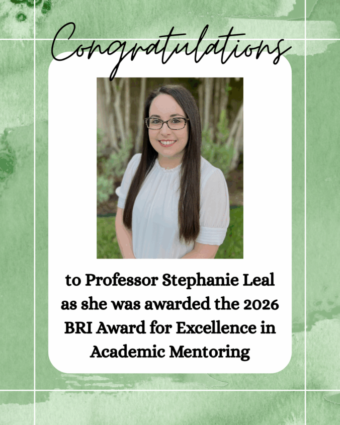 Professor Stephanie Leal Receives BRI’s Excellence in Academic Mentoring 2026 Award