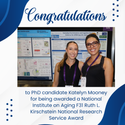 PhD candidate Katelyn Mooney in the Deters’ lab receives prestigious National Institute on Aging (NIA) F31 Ruth L. Kirschstein National Research Service Award PhD candidate Katelyn Mooney in the Deters’ lab receives prestigious National Institute on Aging (NIA) F31 Ruth L. Kirschstein National Research Service Award