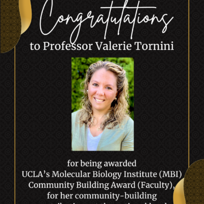 Congratulations to Professor Valerie Tornini for being awarded UCLA’s Molecular Biology Institute Community Building Award Congratulations to Professor Valerie Tornini for being awarded UCLA’s Molecular Biology Institute Community Building Award