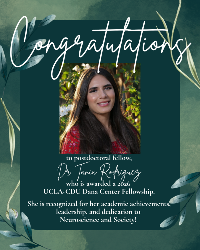 Congratulations to postdoctoral fellow Dr. Tania Rodriguez